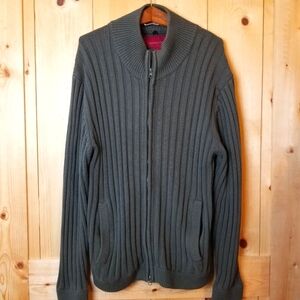 American Blue Cotton Green Zippered Cardigan Sweater